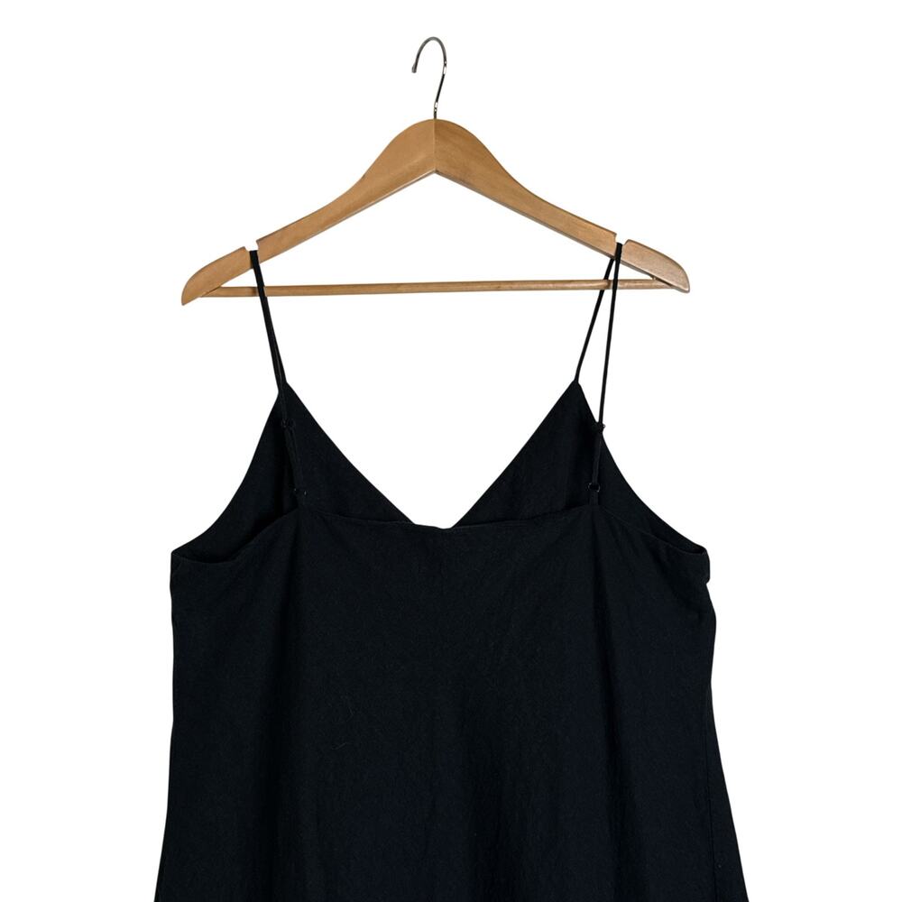 A New Day Black Linen Blend Slip Dress XL Midi Maxi Adjustable Straps - Picture 6 of 8